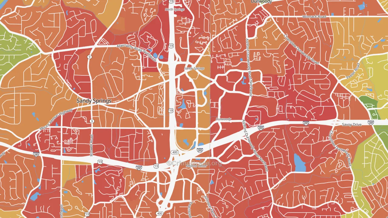 Perimeter Center, Sandy Springs, GA Map of Arson Rates