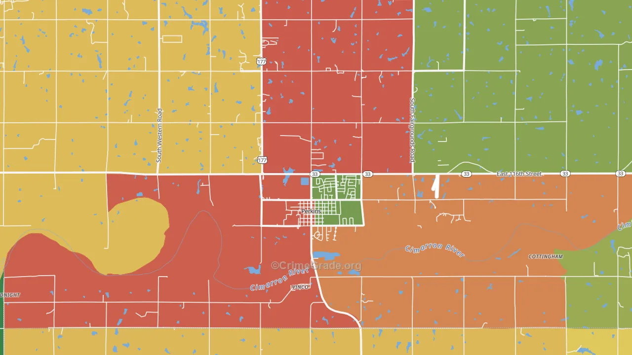 Perkins, OK Map of Arson Rates