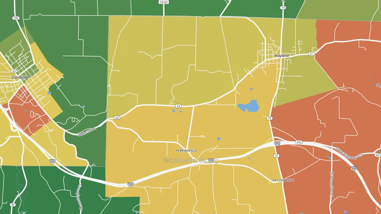 Perkinsville, NY Map of Arson Rates