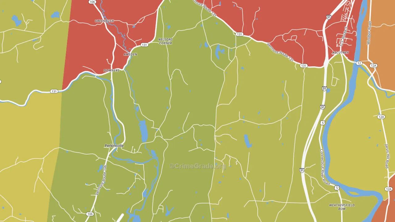 Perkinsville, VT Map of Arson Rates