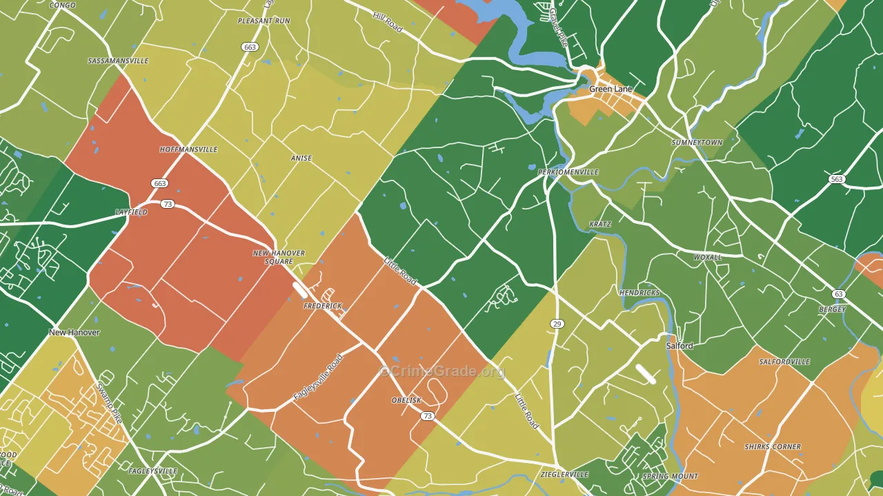 Perkiomenville, PA Map of Arson Rates