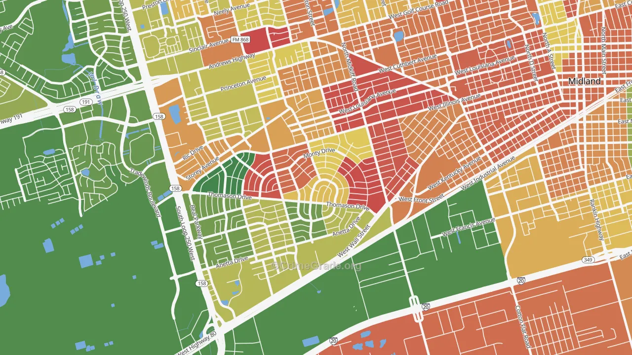 Permian Estates, Midland, TX Map of Arson Rates