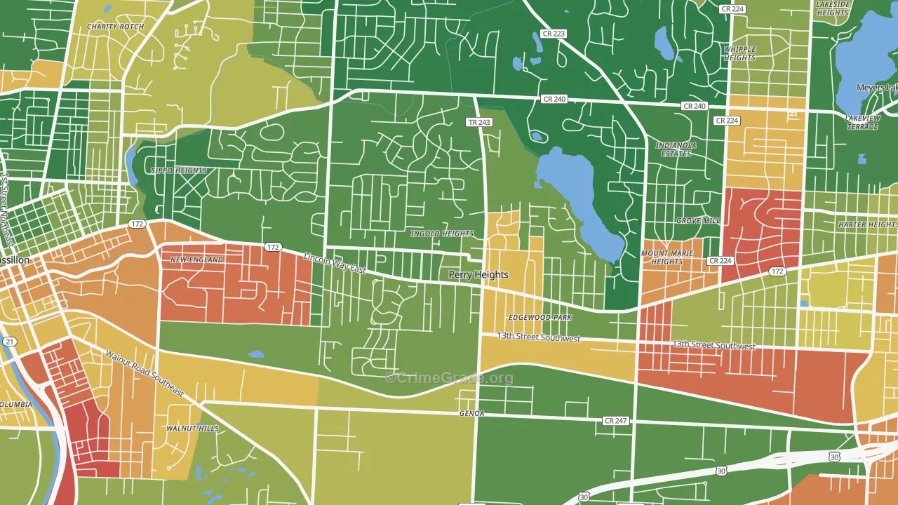 Perry Heights, OH Map of Arson Rates