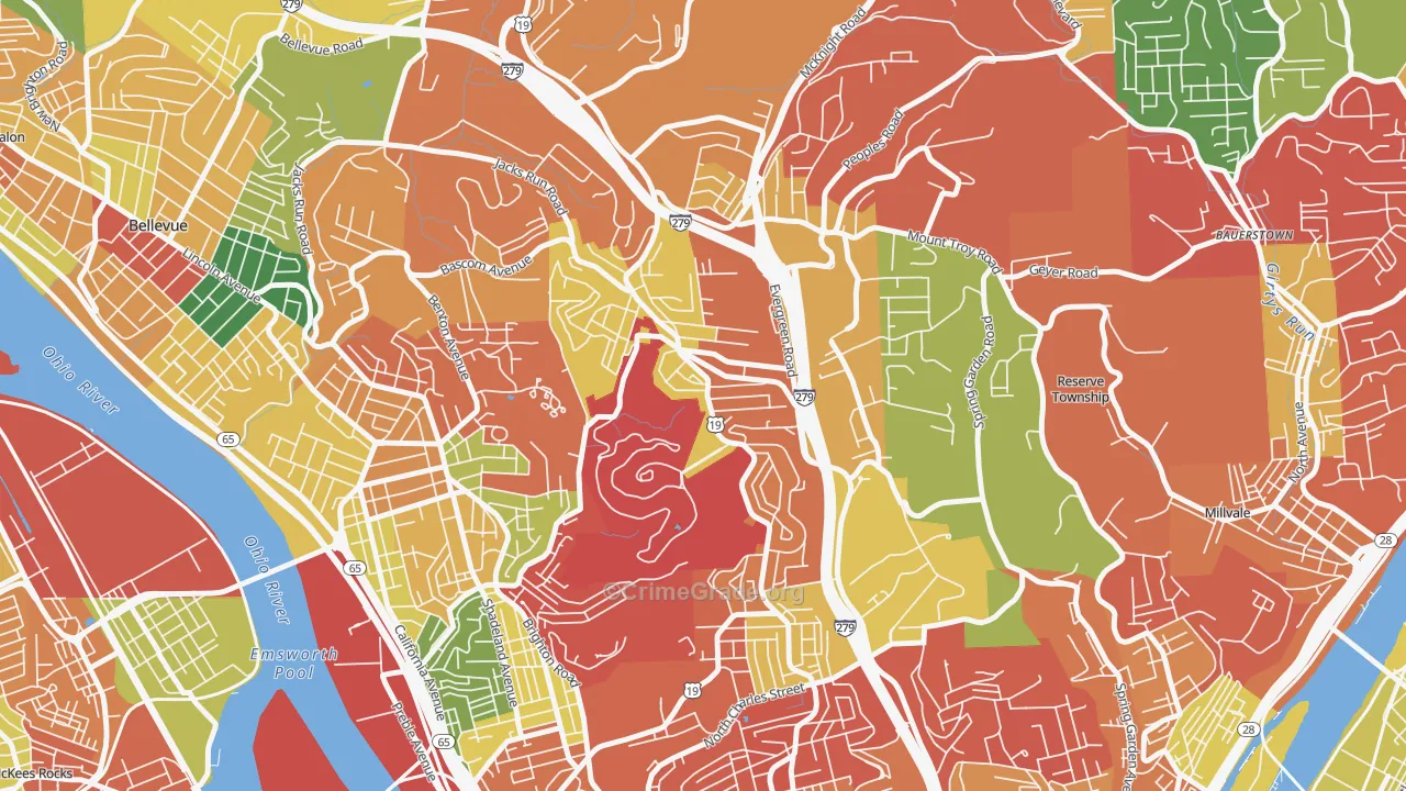 Perry North, Pittsburgh, PA Map of Arson Rates