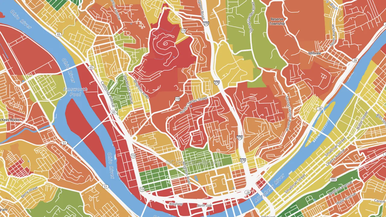 Perry South, Pittsburgh, PA Map of Arson Rates