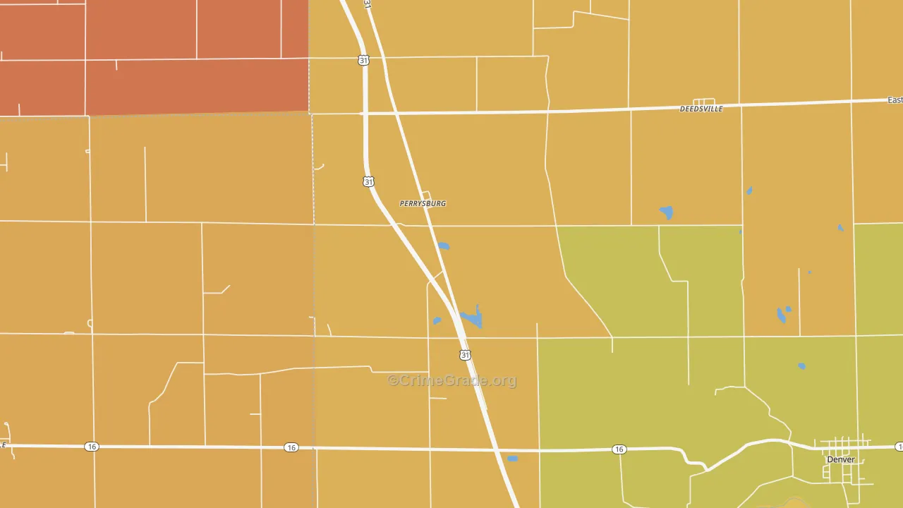 Perrysburg, IN Map of Arson Rates