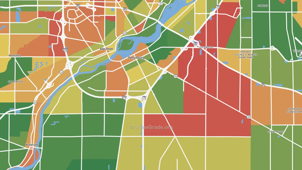 Perrysburg, OH Map of Arson Rates