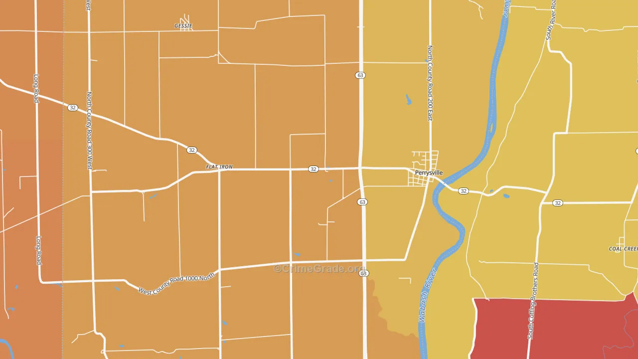 Perrysville, IN Map of Arson Rates