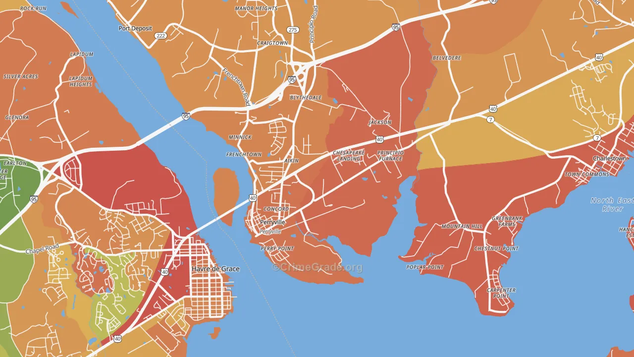 Perryville, MD Map of Arson Rates