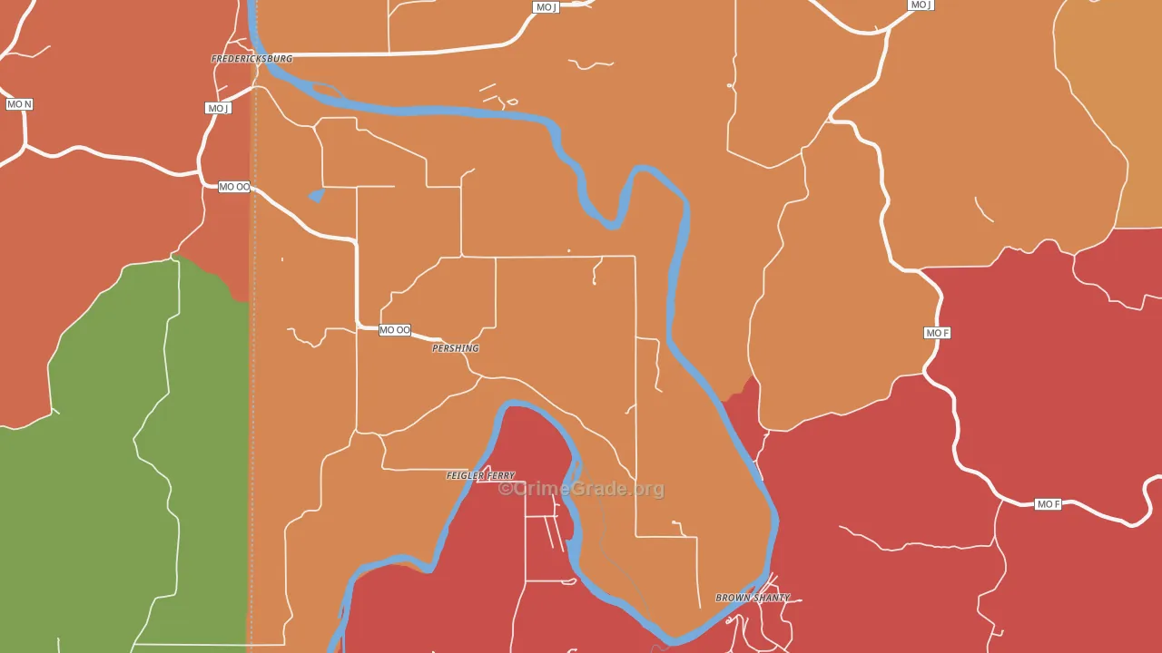 Pershing, MO Map of Arson Rates