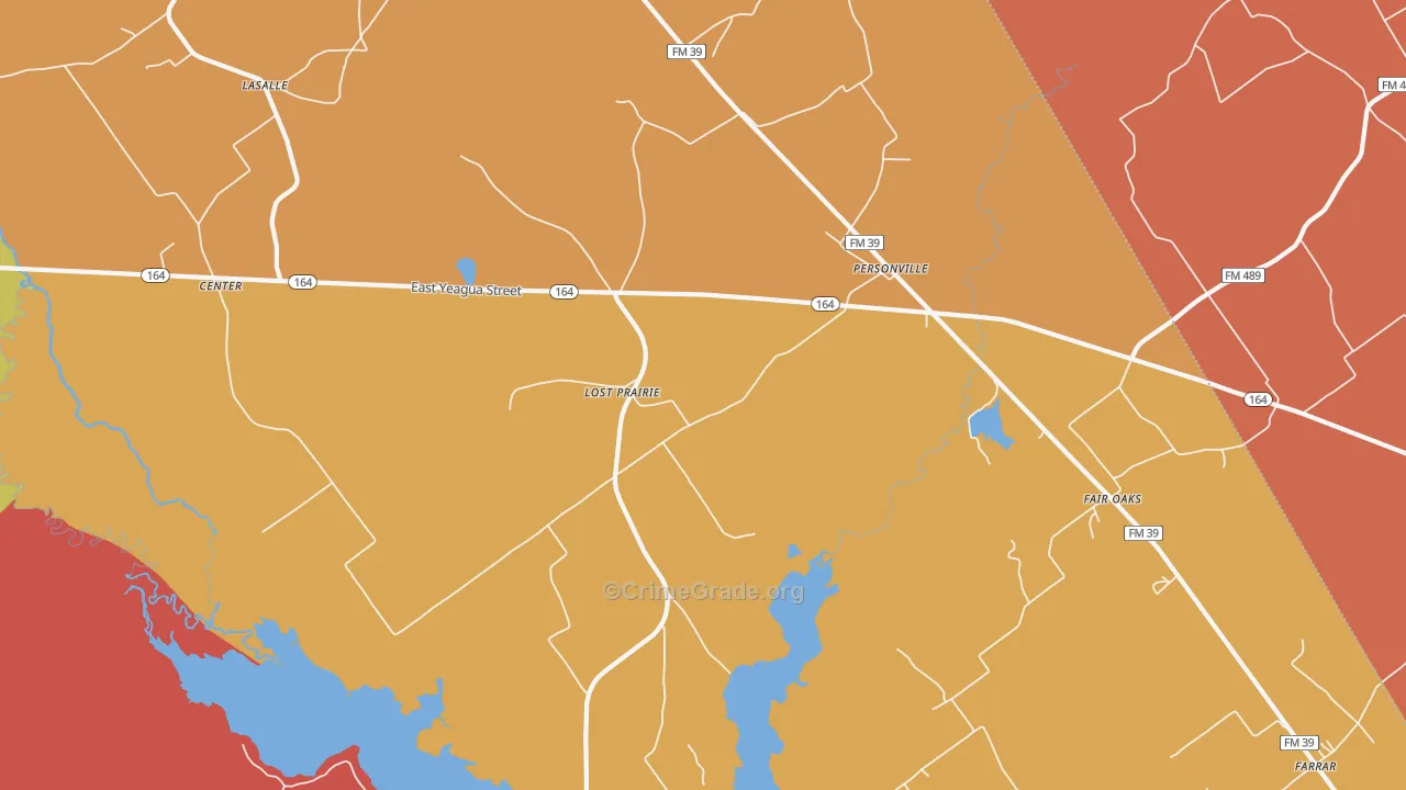 Personville, TX Map of Arson Rates