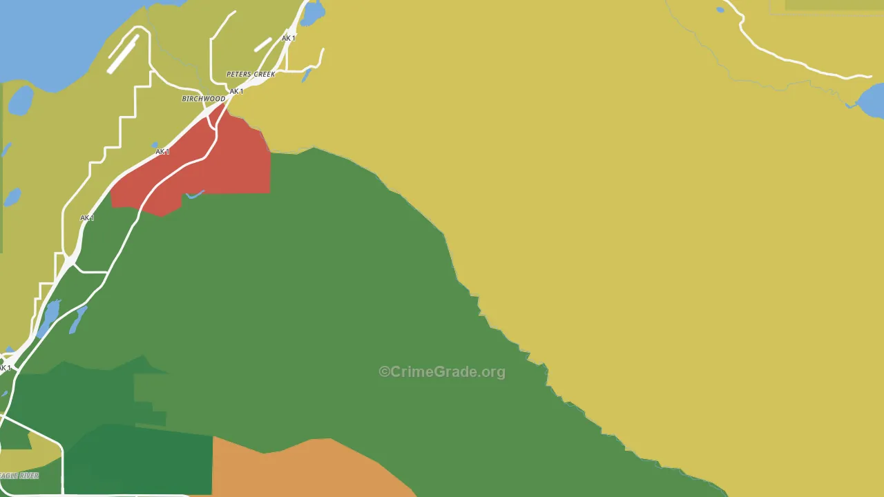 Peters Creek, AK Map of Arson Rates
