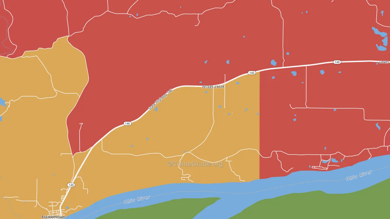 Peters Creek, IL Map of Arson Rates
