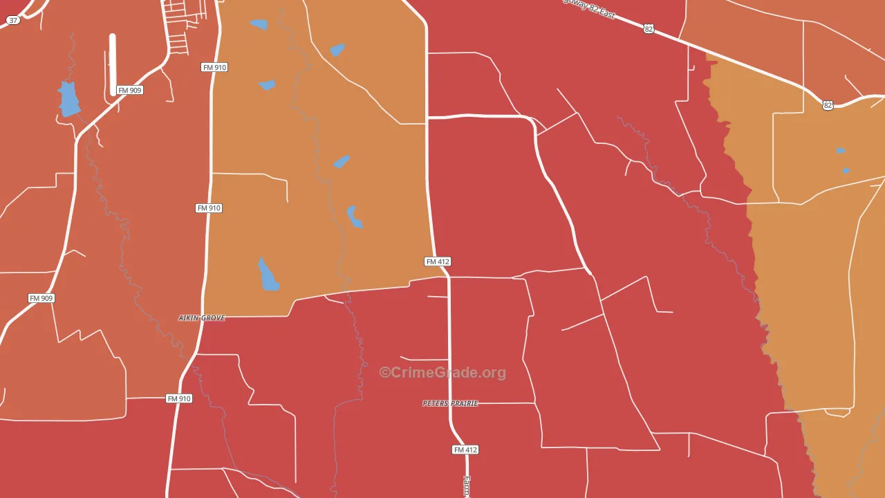 Peters Prairie, TX Map of Arson Rates