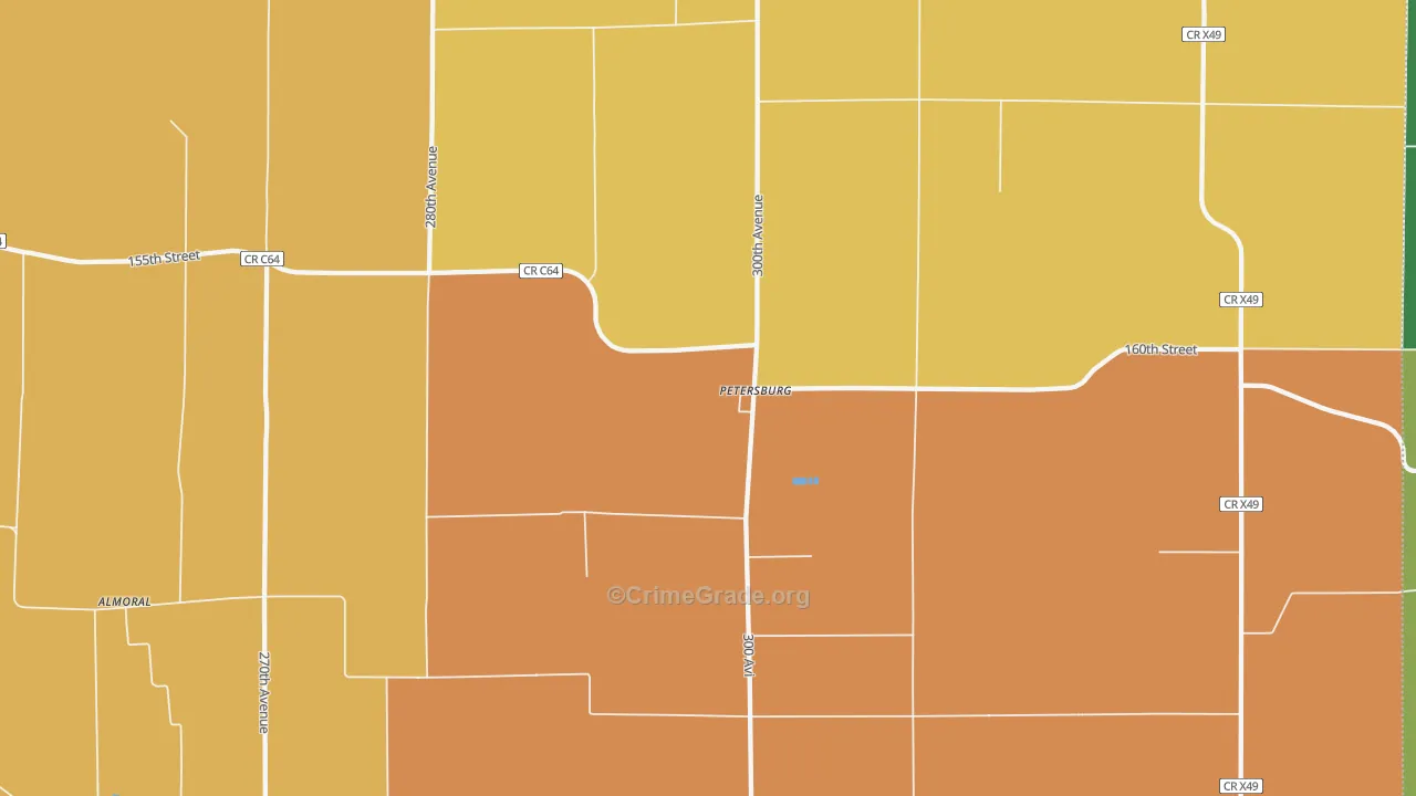 Petersburg, IA Map of Arson Rates