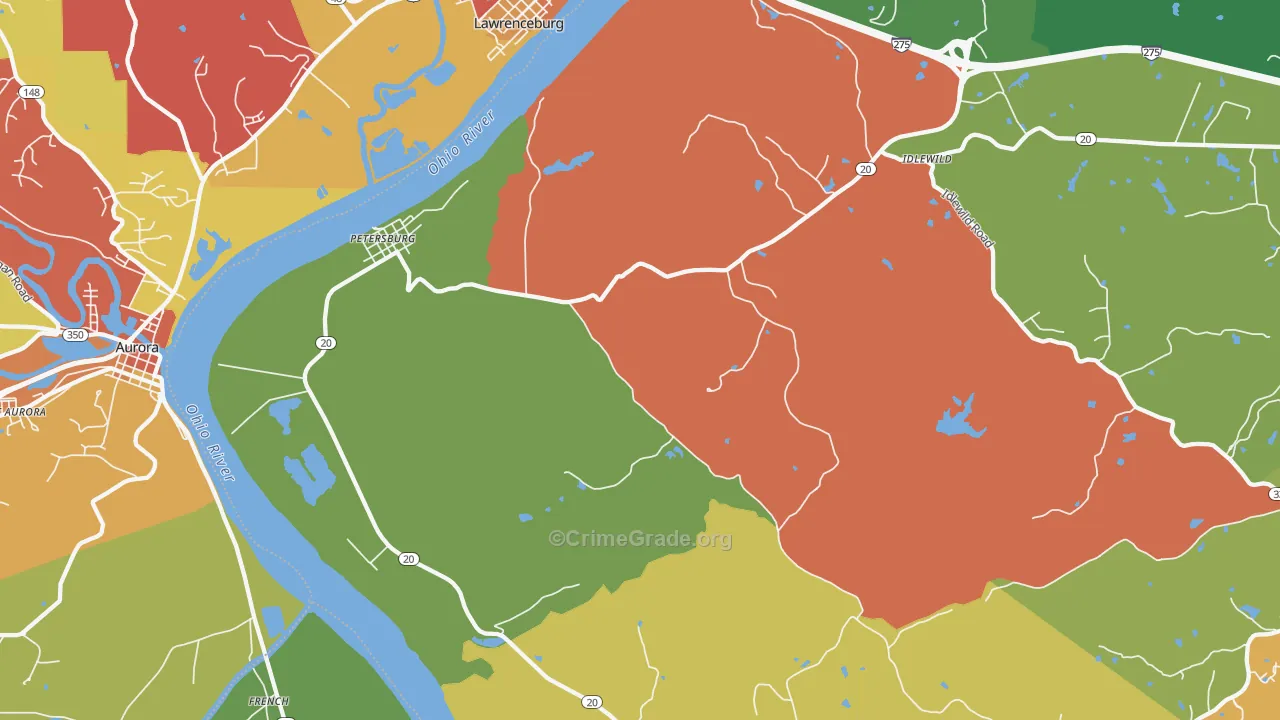 Petersburg, KY Map of Arson Rates