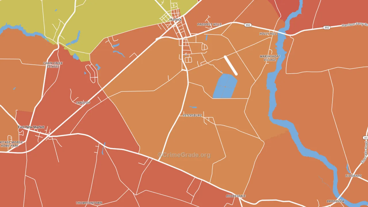 Petersburg, MD Map of Arson Rates