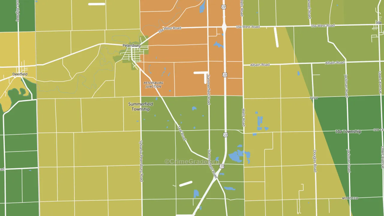 Petersburg, MI Map of Arson Rates