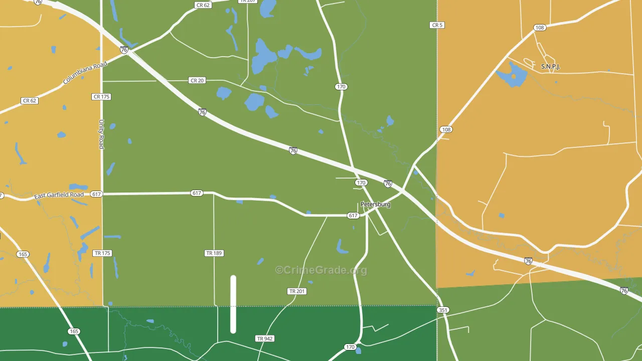 Petersburg, OH Map of Arson Rates