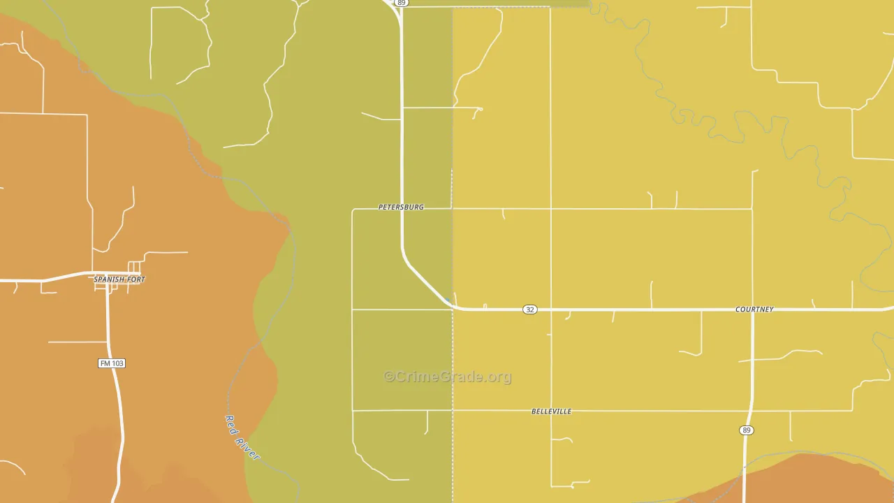 Petersburg, OK Map of Arson Rates