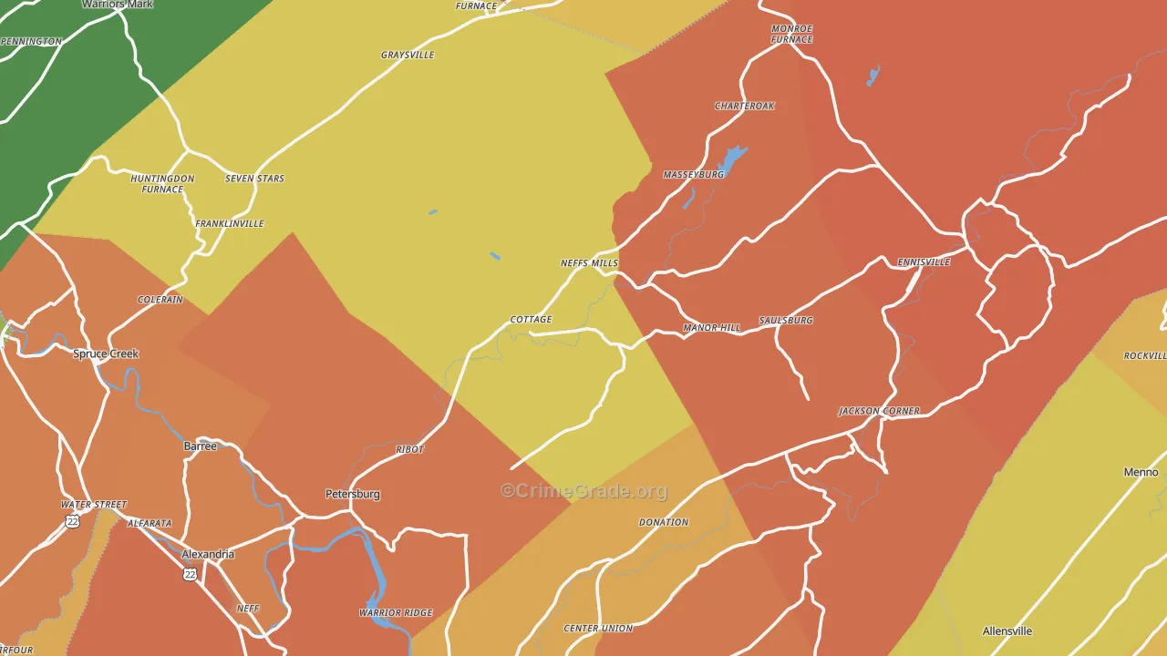 Petersburg, PA Map of Arson Rates
