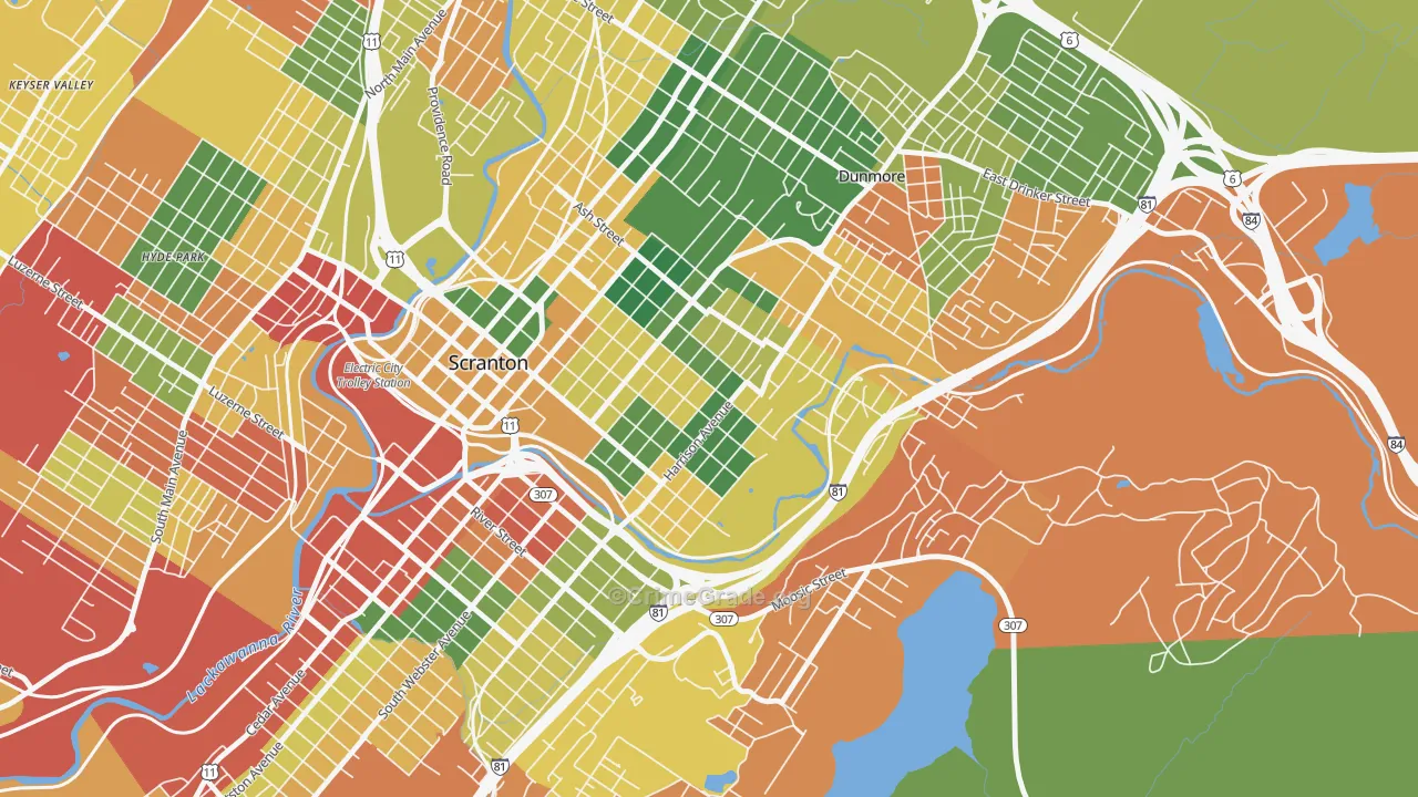 Petersburg, Scranton, PA Map of Arson Rates