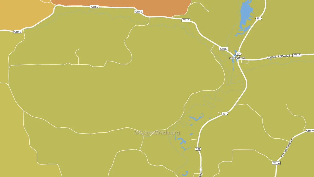 Petersburg, WI Map of Arson Rates