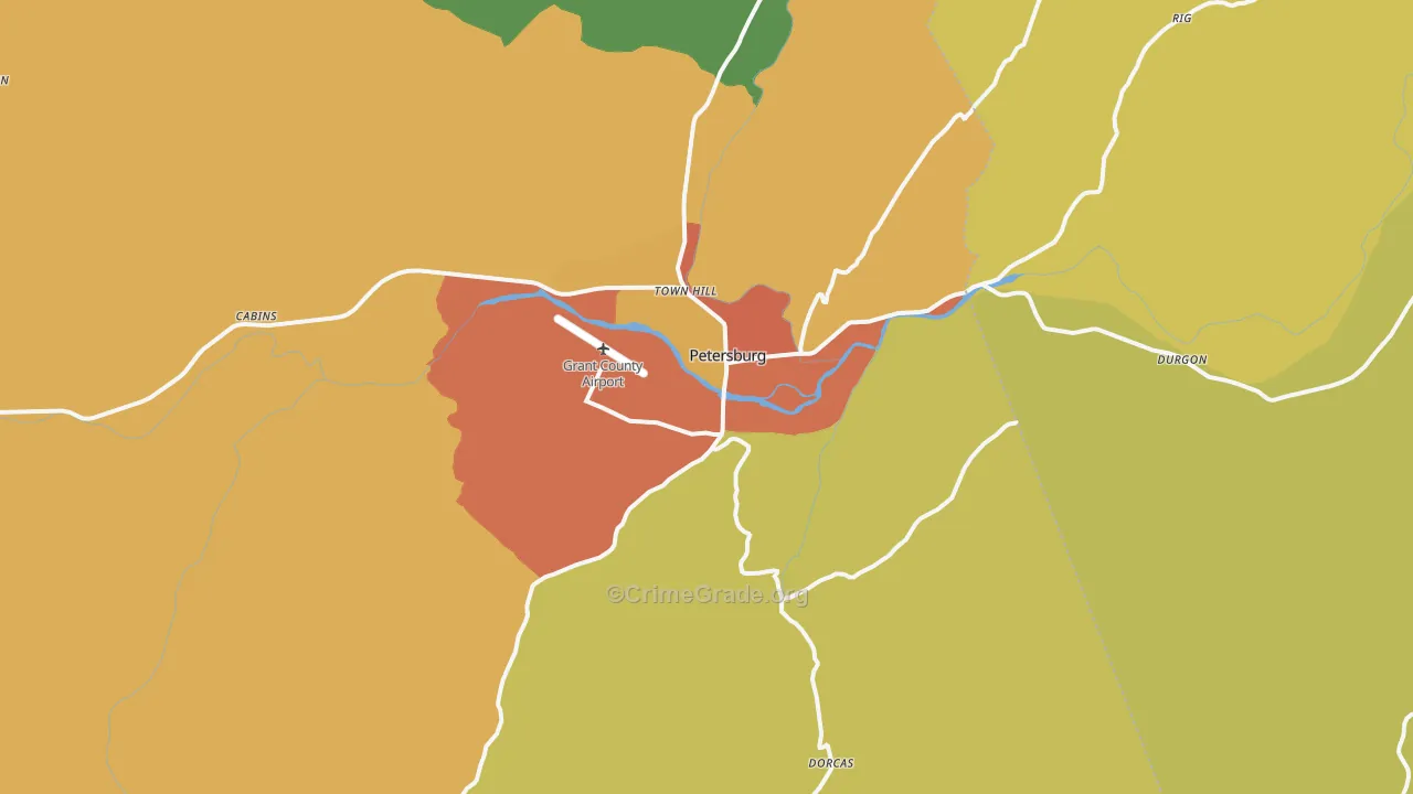 Petersburg, WV Map of Arson Rates