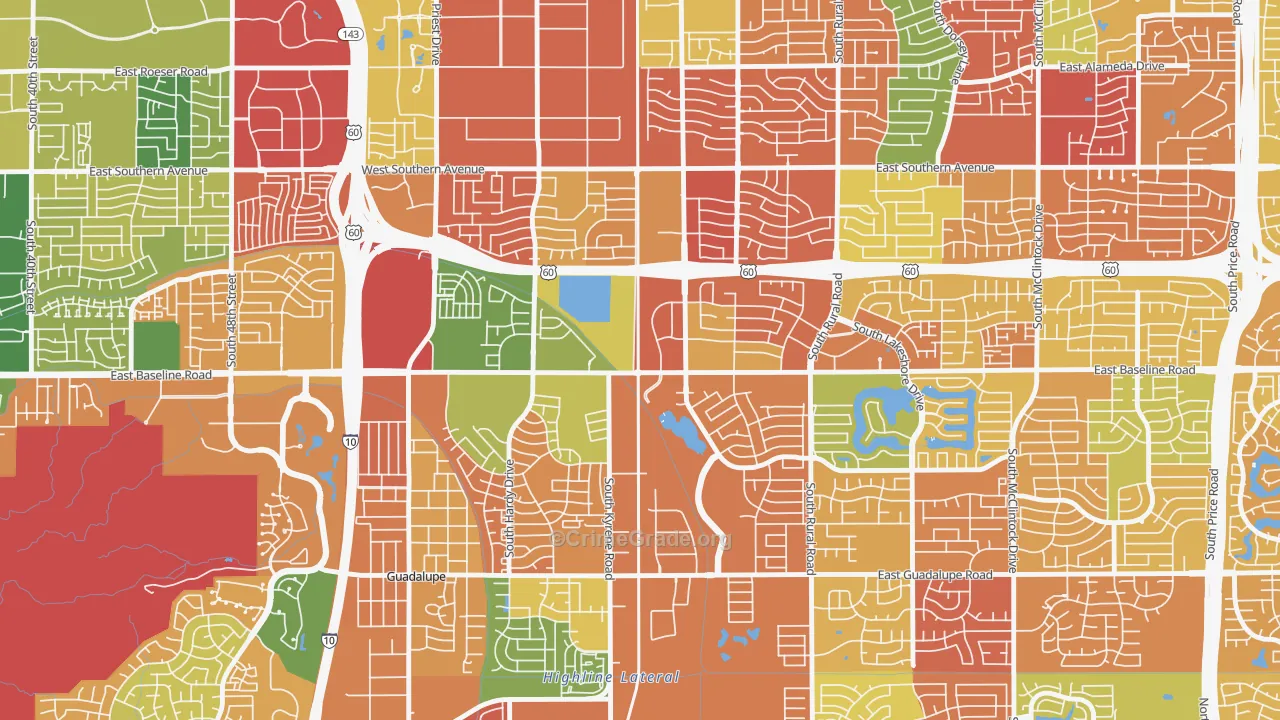 Peterson, Tempe, AZ Map of Arson Rates