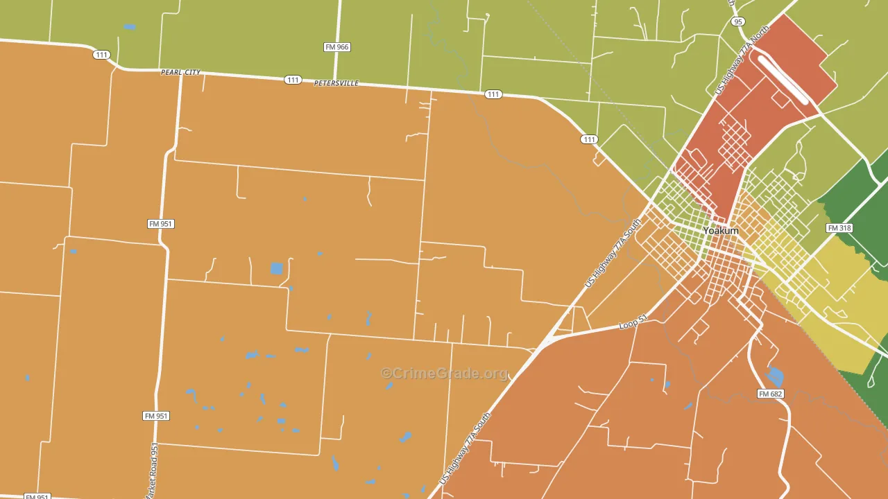 Petersville, TX Map of Arson Rates