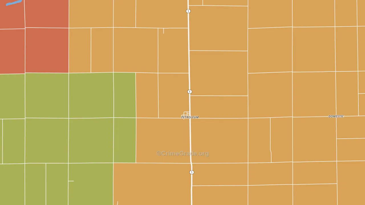 Petroleum, IN Map of Arson Rates