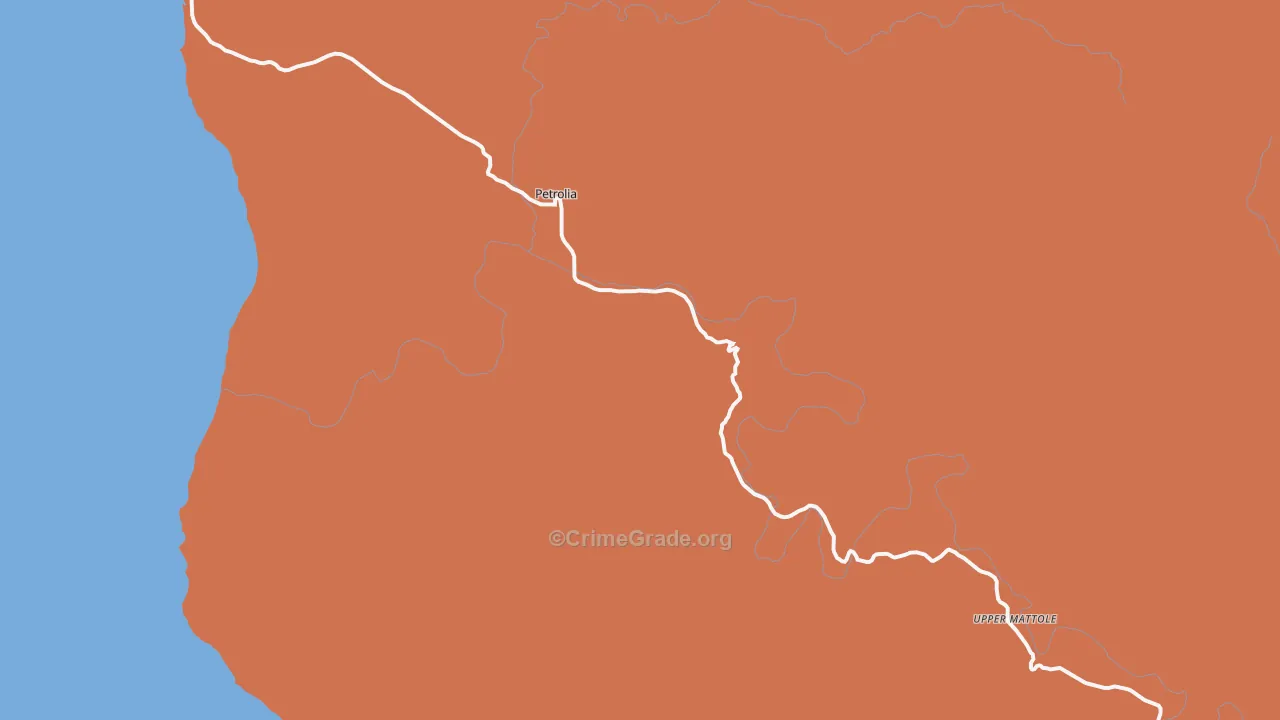 Petrolia, CA Map of Arson Rates
