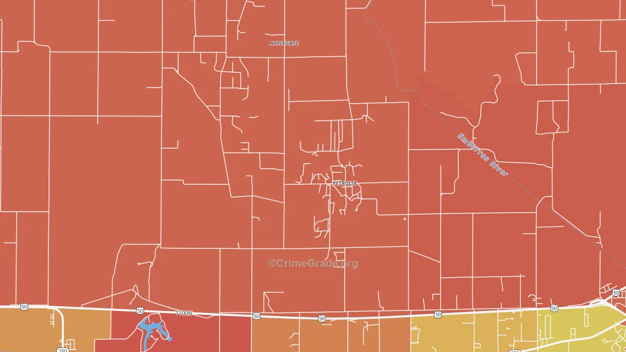 Petrolia, IL Map of Arson Rates