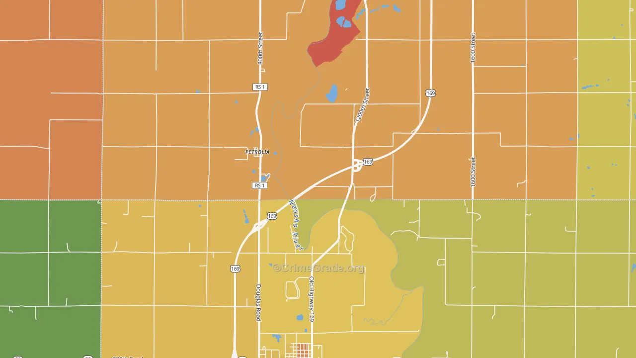 Petrolia, KS Map of Arson Rates