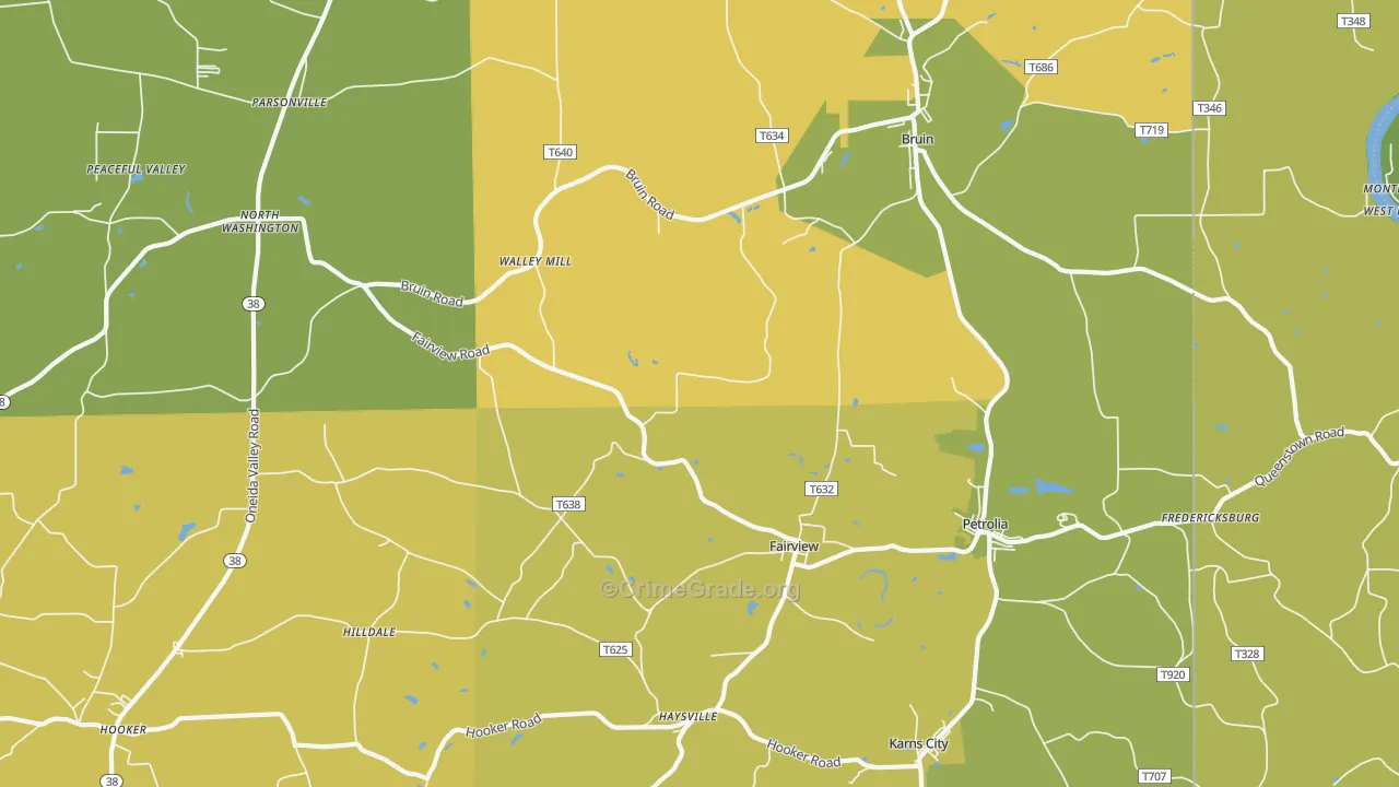Petrolia, PA Map of Arson Rates
