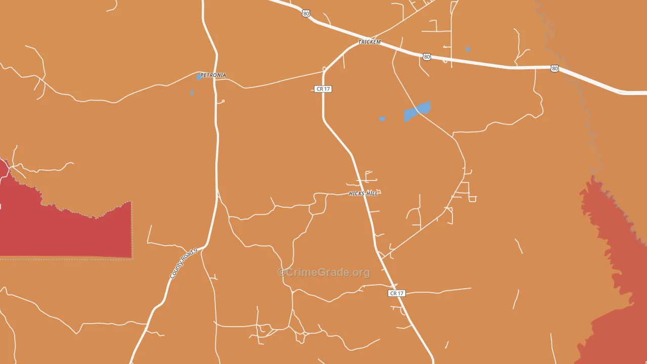 Petronia, AL Map of Arson Rates