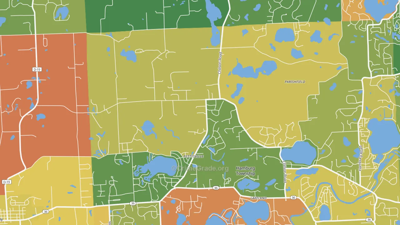 Pettysville, MI Map of Arson Rates