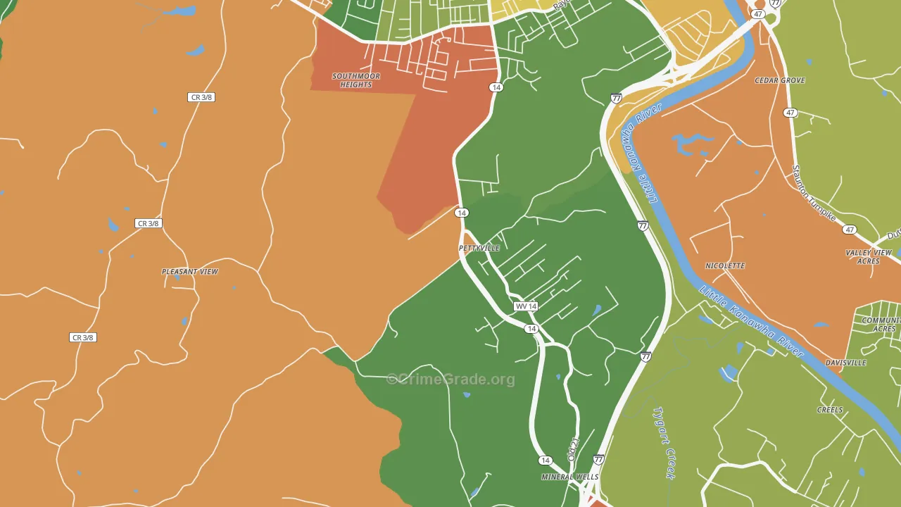 Pettyville, WV Map of Arson Rates