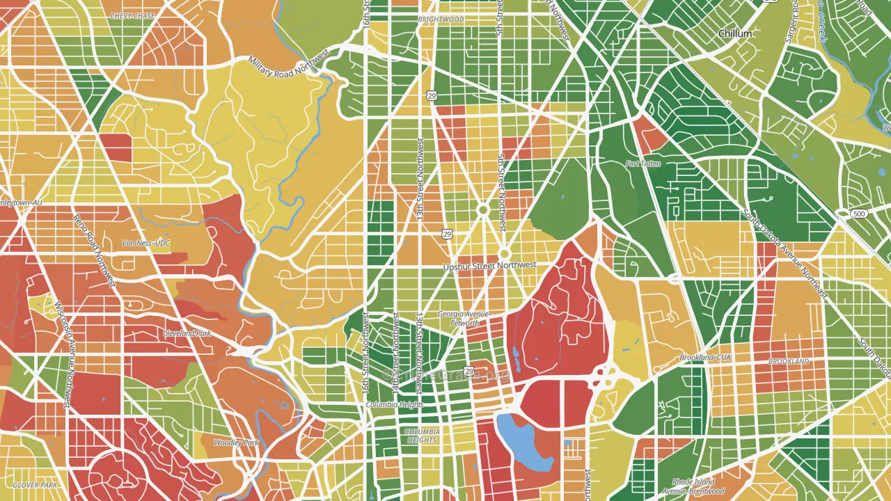 Petworth, Washington, DC Map of Arson Rates