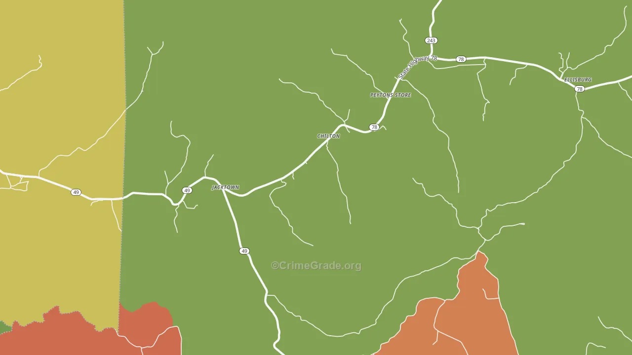 Peytons Store, KY Map of Arson Rates