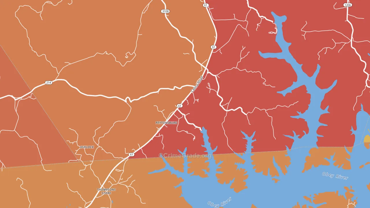 Peytonsburg, KY Map of Arson Rates
