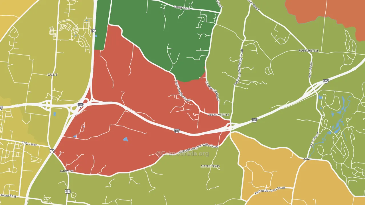 Peytonsville, TN Map of Arson Rates