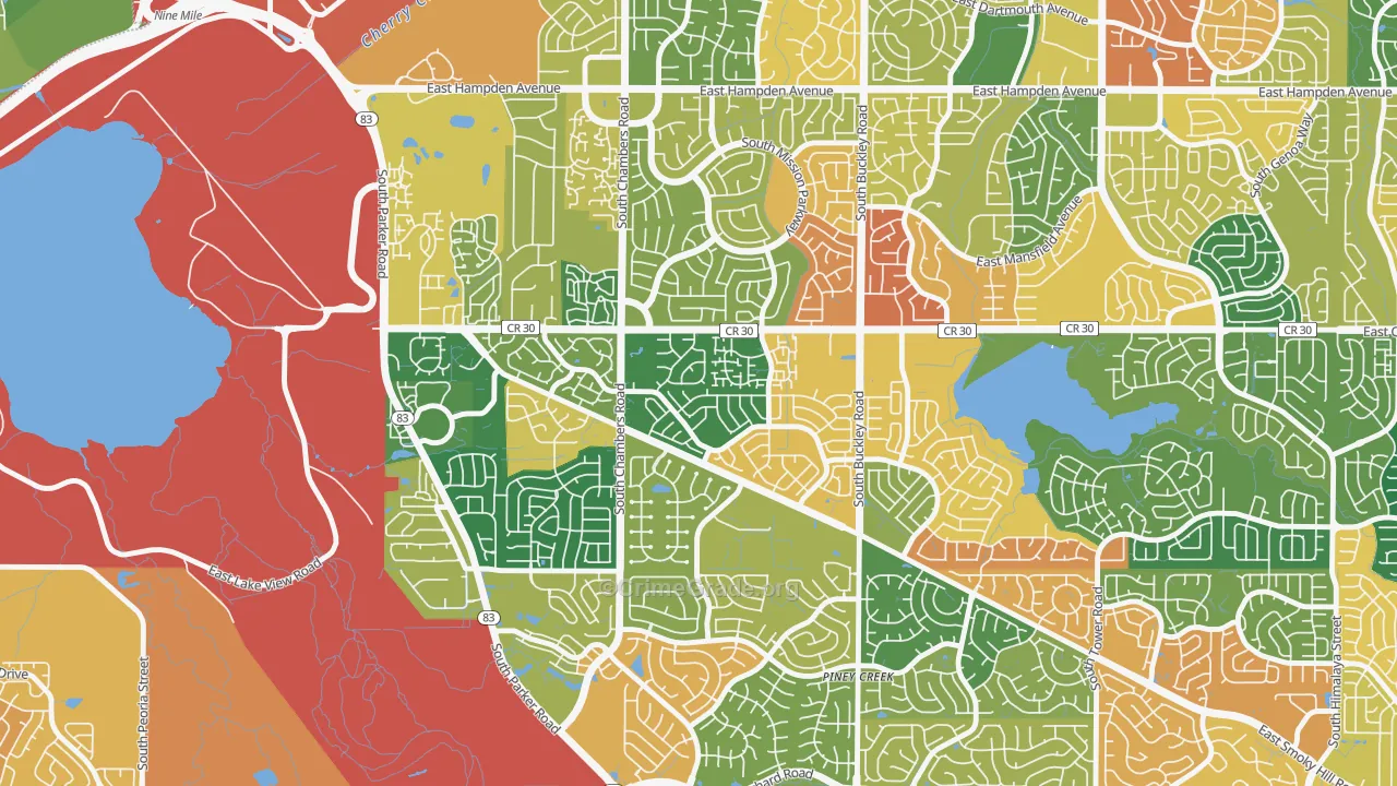 Pheasant Run, Aurora, CO Map of Arson Rates