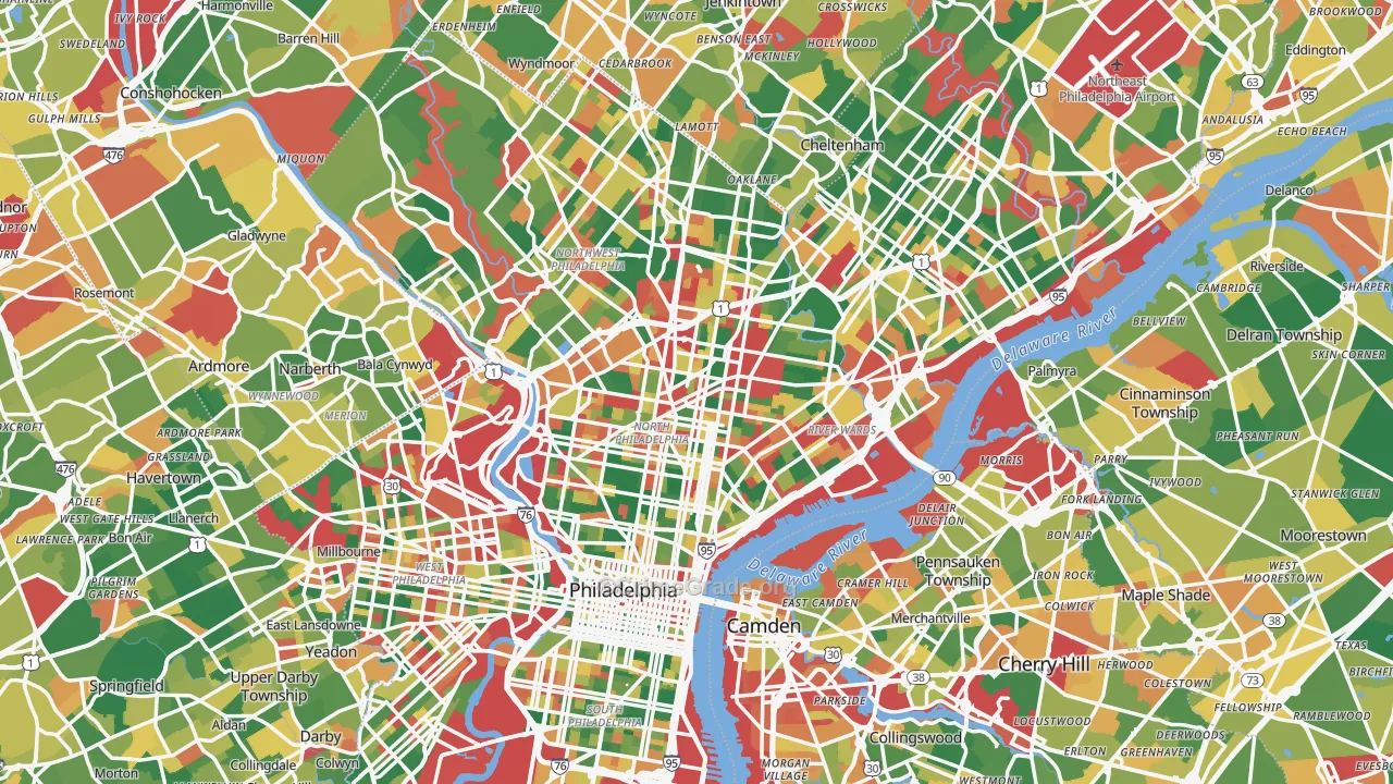 Philadelphia, PA Map of Arson Rates