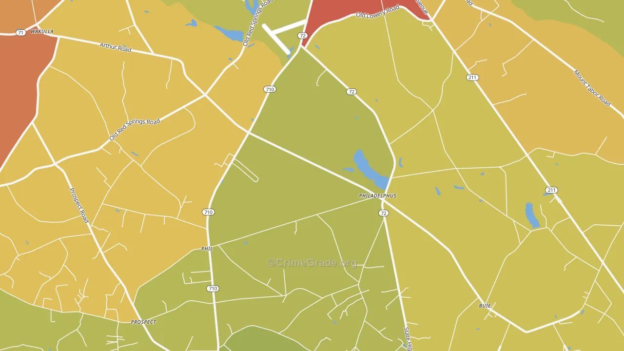 Philadelphus, NC Map of Arson Rates
