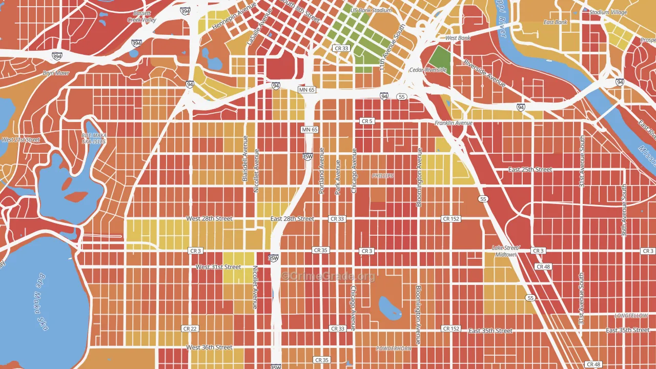 Phillips West, Minneapolis, MN Map of Arson Rates