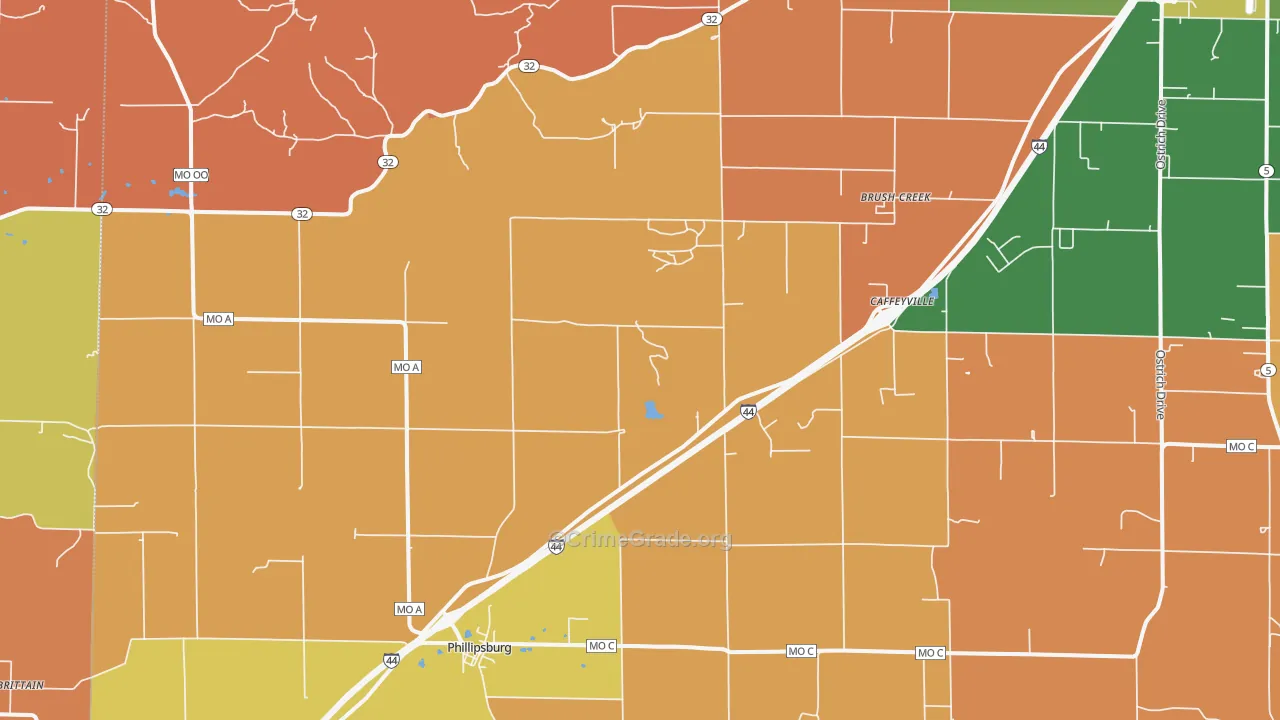 Phillipsburg, MO Map of Arson Rates