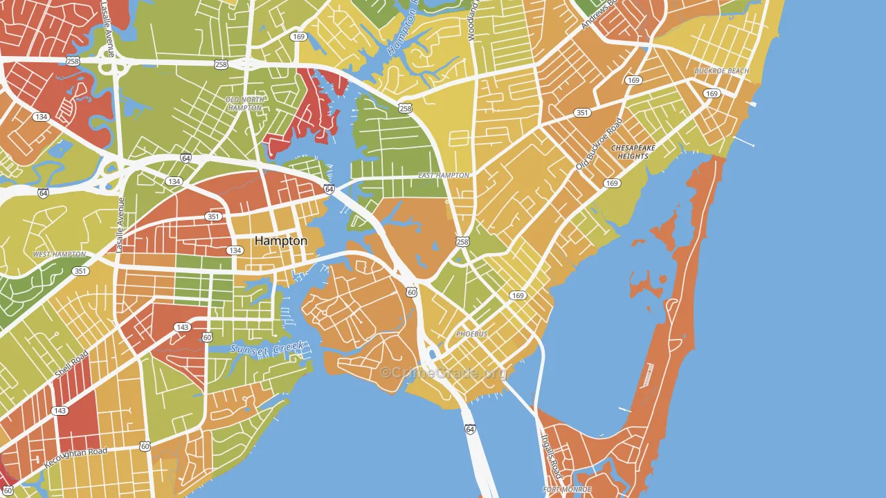 Phoebus, Hampton, VA Map of Arson Rates
