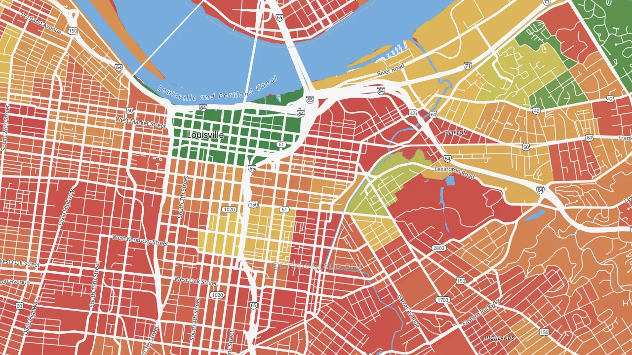 Phoenix Hill, Louisville, KY Map of Arson Rates