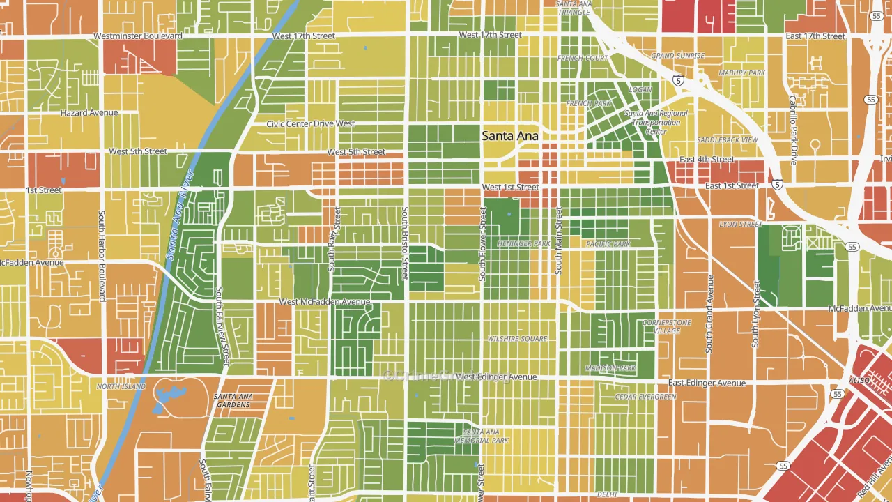 Pico-Lowell, Santa Ana, CA Map of Arson Rates